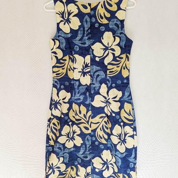 Kai Clothing Sleeveless Zippered Sheath Blue Tropical Dress - Size XS - Picture 3 of 6